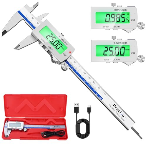 Calibre Digital Recargable Pantalla TáCtil,Calibrador Digital ElectróNico de PrecisióN 150mm/6pulgadas,Pie De Rey Digital De Apagado AutomáTico,Pie de Rey ElectróNico con Pantalla LCD（plata）