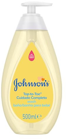 Johnson's Baby Top to Toe Wash (1 x 500 ml), gel de baño para bebé con cuidado completo, gel de ducha infantil con fórmula No llores más, jabón calmante para bebés recién nacidos