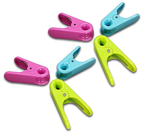 Set di 6 sacchetti per tubazioni da forno curvi, clip a molla, clip per snack e sacchetti per patatine fritte, clip per sacchetti per alimenti