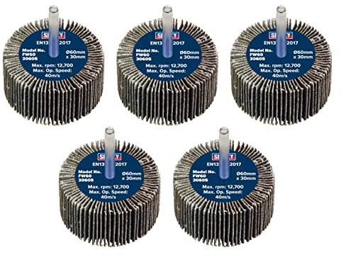 Sealey FW6030605 Lot de 5 roues à lamelles Ø 60 x 30 mm Grain 60 6 mm
