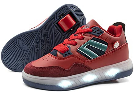 Breezy Rollers Zapatos con ruedas LED para niños I Zapatos LED con ruedas I Zapatos de carretera para patines en pocos segundos I Sistema de clic patentado I Zapatos luminosos con ruedas para niñas y