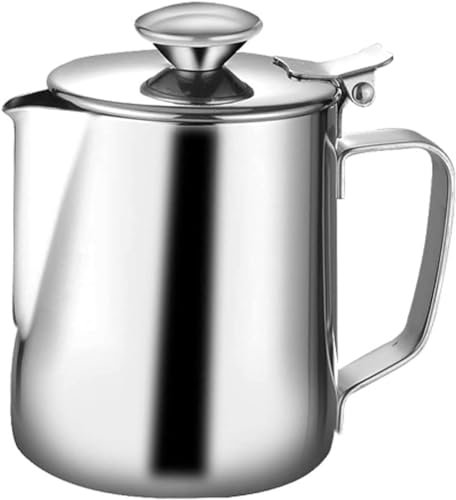 LATRAT Coffee Barista - Brocca per latte in acciaio inox, perfetto per la produzione di schiuma di latte, universale, per cappuccino e latte (argento 600 ml)
