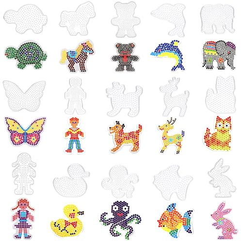 Bügelperlen Platten Steckplatten Bügelperlen Vorlagen Schablonen mit Bügelpapier Zubehör für Kinder Bastelbedarf(15 Muster)