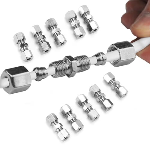 10PCS Brake Line Connector for Brake Line Without Flaring 4.75mm for Connecting 4.75mm Brake Line Double Cutting Ring