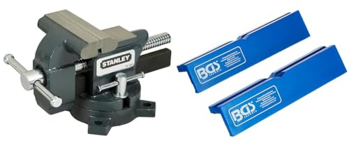 Stanley 1-83-065 etau pour Établi en Fonte - Vis Roulée - Base Pivotante Polyvalente & BGS 3046 - Mors de protection pour étau - matière plastique - largeur 125 mm - 2 pièces