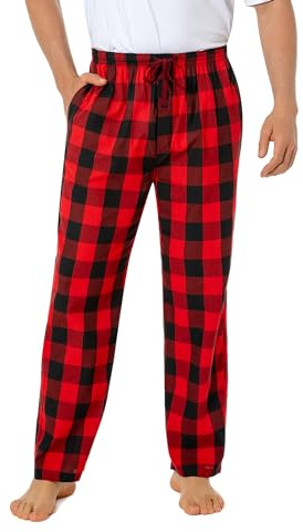 Jveyvth Pantaloni da Pigiama da Uomo in 154% Cotone, Pantaloni da Pigiamas Con Stampa a Quadri, Pantaloni-da-Pigiama Con Tasche