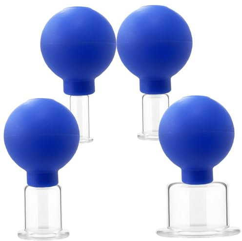 Set di terapia a coppa da 4 pezzi, set di coppettazione del viso, set di coppettazione in silicone in vetro, terapia a coppa di aspirazione sotto vuoto massaggio set per il braccio del gamba per