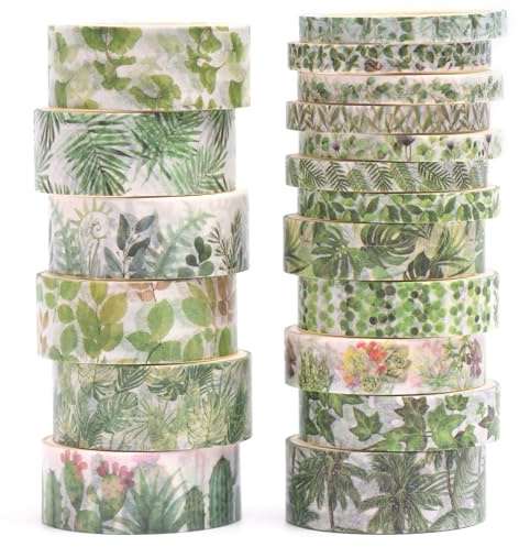 Songdao 18 rullar blommor washi tejp set maskeringstejp dekorativa band för konst, gör-det-själv-hantverk, bullet journals, planerare, scrapbooking, förpackning (sommar)