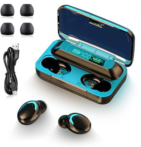 Vinmooog Cascos Inalámbricos Bluetooth 5.1 - Auriculares Con Ip7 Impermeable, Reducción De Ruido, Pantalla Led y Carga Rápida