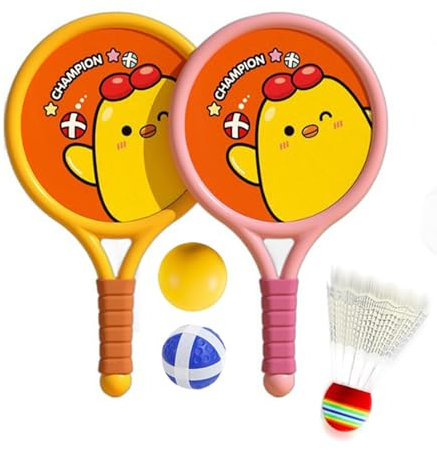 Kinder Badminton Schläger Set, Badminton -Schläger für Kinder - 1 Paar Sportballschläger für Kinder im Freien - Geburtstagsfeier für Kindertagesstätte Eltern-Kind Interaktives Spiel für Park, Hinterho