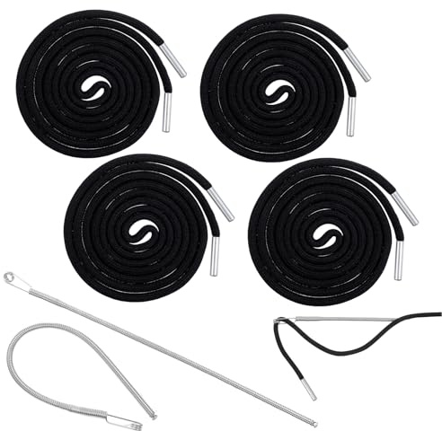 Larrel 4 Stück Kordel für Jogginghose, 140 cm Schwarz Kordel für Hoodie mit Durchziehnadel Ersatz Kordelzug Jogginghose Band Hosenbänder Kordelzug fürKapuzenpullover, Shorts, Jogginghosen, Hosen