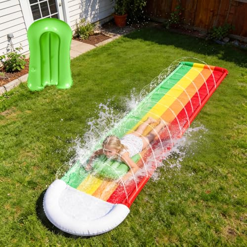 Afenau Scivolo Gonfiabile Acquatico, 480x76 cm Scivolo d'Acqua con Bodyboards, Scivolo Gonfiabile D Acqua, Scivolo Ad Acqua da Giardino per Festa Estiva, attività Acquatiche All'aperto, Spiaggia