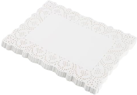 JJUNW 50 st vita spetsiga pappersbordstabletter, 24,9 x 34,8 cm | Rakrektangulära Engångs Tallriksunderlägg, Tallriksunderlägg För Dessertbrickor Bord Fest Hantverk Bröllop