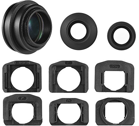 Domary Sökarförstoringsglas Okular Okular Vidvinkelobjektiv Vidvinkelobjektiv Ultravidvinkelobjektiv 1,51X Anti-dimma Optiskt Glas 6 Monteringsbaser 2 ögonlapp för DSLR-kamera