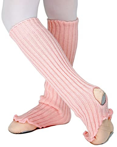 DANCEYOU Ballett Stulpen Mädchen Kinder Tanzstulpen Ballettstulpen mit Fersenloch Leg Warmers 40cm für Tanzen Sport Yoga Rosa