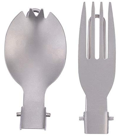 Folding Fork Spoon Set, Portable Titanium Folding Spork, Outdoor Camping Cutlery, Travel Tableware, for Hiking, Backpacking, and Picnics