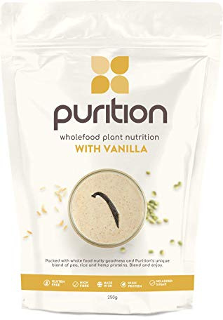 Purition Vegan Vanilla Dairy Free Natural Protein Powder for Keto Diet Shakes and Meal Replacements Shakes - 250g