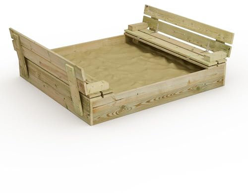 Wickey Bac à Sable avec Banc Flip – Design Compact 110cm, Bois de Qualité, Couvercle Convertible, Sécurité et Confort pour Enfants, Idéal pour Jeux de Jardin