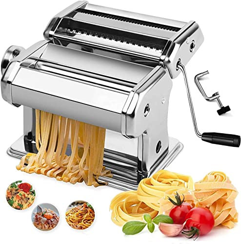 Pasta Maker, Pasta Roller Machine - Noodle Makers for Homemade Spaghetti Dough Making Tools Rolling Press Kit - Stainless Steel Kitchen Accessories