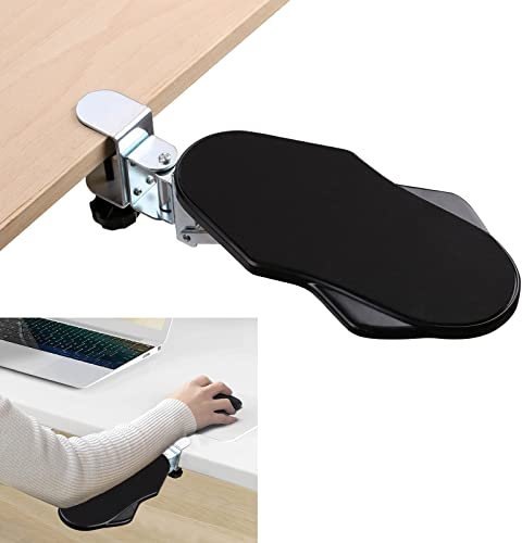 Ergonomische Armlehnenstütze Handgelenkauflage, 180° Drehbare Handgelenkstütze Armlehne, Verstellbar Armauflage Schreibtisch Extender für Zuhause und Büro, Schwarz