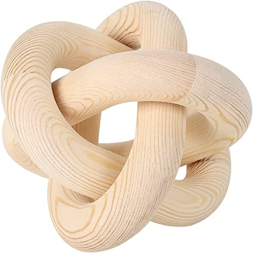 Decorazione a catena in legno a 3 maglie, diametro 15,2 cm, decorazione a nodo, oggetto decorativo intagliato a mano in legno, tavolino da caffè, decorazione con nodo a catena country, regali per la