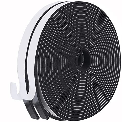 12M Dichtungsband Selbstklebend 10mm(B) x3mm(D) für Türen Fenster Schaumstoffband Türdichtung Fenster, Gummidichtung für Kollision Siegel Lärm Schalldämmung Schwarz(2 Rollen je 6M lang)