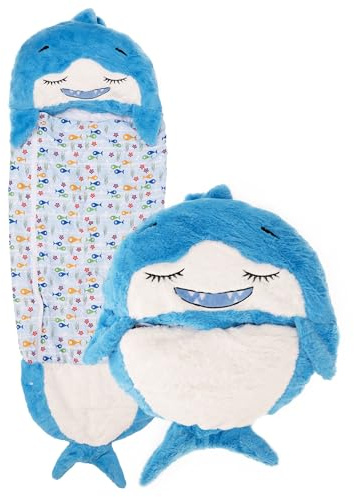 BESCH Saco Dormir Infantil Estilo Animal 2 en 1 Plegable con Almohada - BESCH Saco Dormir para Niños Menores de 165cm Super Suave y Divertida (Shark)
