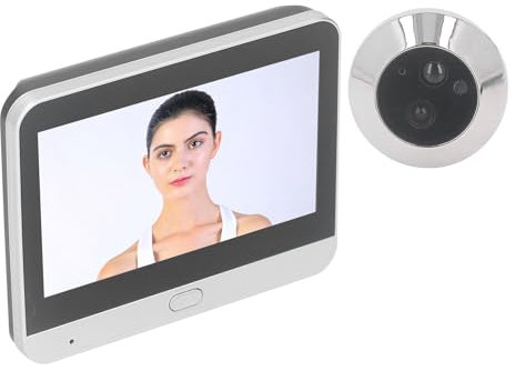 Sonew Cámara de Mirilla Inalámbrica, Timbre de Mirilla Electrónica, Visión Nocturna de 1080P de 120 Grados, Visor de Puerta con Cámara Digital con Intercomunicador, con Monitor a
