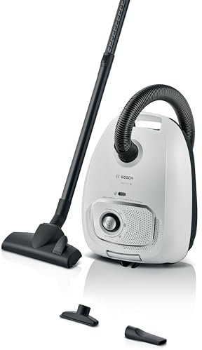 Bosch - Aspirador con Bolsa, Serie 4, Volumen XL de Bolsa de Polvo, Boquilla para Ranuras y tapicería, Blanco, BGB41WH1