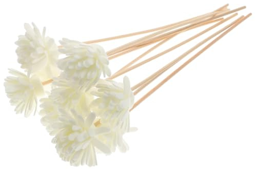 DECHOUS Reed Diffuser Sticks Reeds Extra Long Natural Rattan For Aroma Flower 3mm with Sola Head Pack of 10pcs Ceramic Flowers Passive Diffusers Scented Wood Porous Straight White Efficient Wick