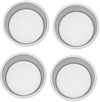 TOBBOMEY 4 Piezas Molde para Tartas de Aleación Desmontable Antiadherente para Hornear Pasteles y Postres Individuales