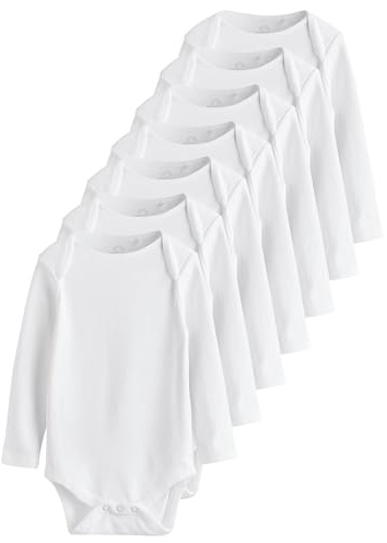 NEXT Nyfödda unisex 7-pack långärmade babybodys i basmodell Vit 86-92