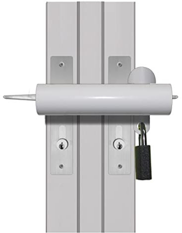 Patio Door Lock 'NO Frills' Cheap High Security Deadlock Sliding Fix Bar Tough and Easy White