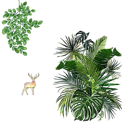 Yolistar Wandtattoo, Pflanze Tropische Verlässt Wandsticker, DIY Grüne Pflanze Blätter (60 X 90 cm), Tapeten, Selbstklebende Folie, Wohnzimmer Schlafzimmer Flur Wanddeko (4 Stück)