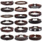 Milacolato Lederarmband Armbänder Set 17 Teiliges Armband für Männer Herren Gewebte Geflochtenes Lederarmband für Männer und Frauen Punk Herrenschmuck Braun Accessoires