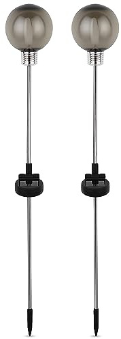REV – Solarlampe 2er Set für Außenbereiche – Solarleuchte Kugelform mit Erdspieß – Solarlaterne perfekt für Garten, Terrasse & Balkon – IP44 spritzwassergeschützt – 72cm Höhe