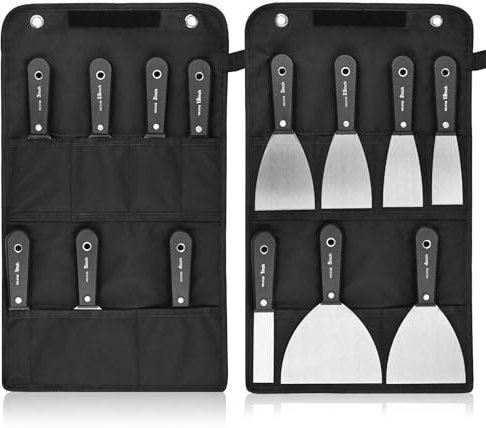 XunHe Wallpaper Scrapers, 7 Pcs Paint Scraper Tool, Stainless Steel Plastering Tools for Walls with Tool Bag, Putty Filler Spatula Scraper for Spackling, Patching, Decals, Wallpaper, Remover Sticker