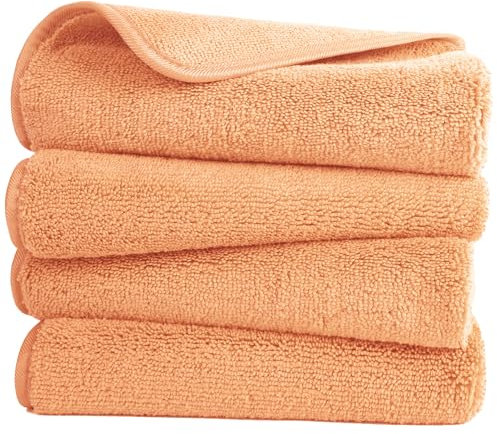 Polyte - Premium-Mikrofaserhandtuch - fusselfrei & schnelltrocknend - Orange - 40 x 76 cm - 4 Stück