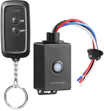 DEWENWILS Wireless Light Switch Kit, No in-Wall Wiring Required Remote Light Switch, 30M Range & IP65 Waterproof, 15A Wall for Ceiling Light, Fan, Lamp, CE Listed, Black