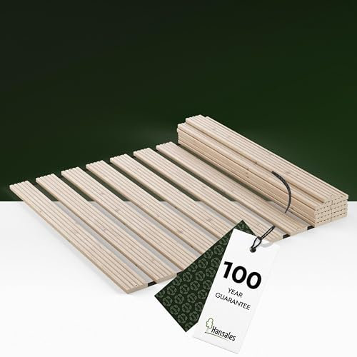 Hansales Rollrost 90x200cm Premium, Bettrost belastbar bis 600kg Hochwertiger Lattenrost aus massivem Fichtenholz FSC®- Rolllattenrost für Einzelbett