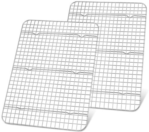 HaWare Griglia di raffreddamento per torte, in acciaio inox, grande, 42 x 29,3 x 2 cm, rettangolare, per cuocere, raffreddare, arrostire, grigliare, lavabile in lavastoviglie
