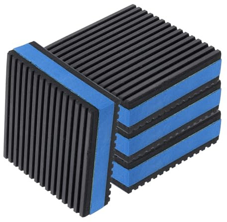 sourcing map 4pcs Anti Vibration Pads for Washing Machine, 3'' x 3'' x 7/8'' Vibration Damping Pads Sound Isolation Ribbed Rubber Mats with EVA Center Vibration Isolation Pads, Black/Blue