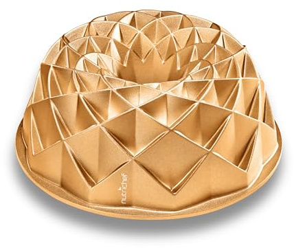 NutriChef Pandora Fluted Cake Pan, Extra Thick Non-Stick Aluminum Baking Pan, Even Baking and Browning, Oven Safe, PFOA Free, Perfect for Cakes, Bread, and More
