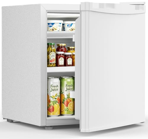 Antarctic Star Mini Fridge, Rated 1.6 cu.ft, Small Upright Refrigerator with Removable Shelves, 7 Adjustable Thermostat, Low Noise for Bedroom/Apartment/Office,White