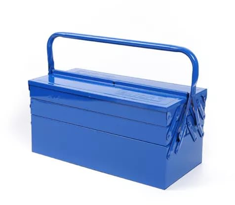 Großer leerer Werkzeugkasten aus Stahl,werkzeugkiste metall,werkzeugkoffer leer gross,Werkzeugkoffer, robuster Werkzeugkasten mit Tragegriff