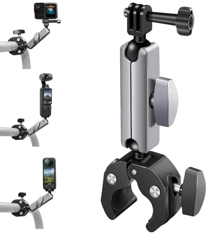 VZU Motorcykelfäste för GoPro, cykelhållare för Insta360 X5 X4 Go 3S, för DJI Osmo Pocket 3 2 Action 5 4 3, osynlig actionkamera cykelstyre hållare med dubbel 360° vridbar kulhuvud
