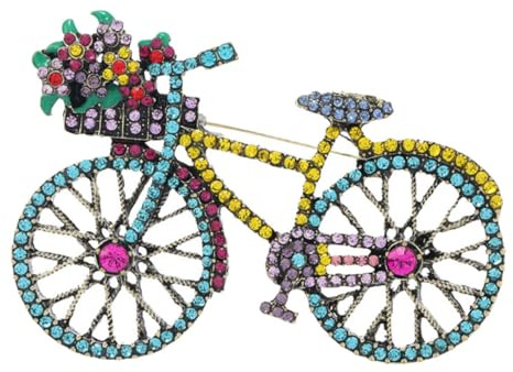 Aleación de Zinc Broche de Solapa Forma de Bicicleta | Broches para Ropa Mujer, Rhinestone, Resistente a Deformación, para Vestidos y Ocasiones Obsequios