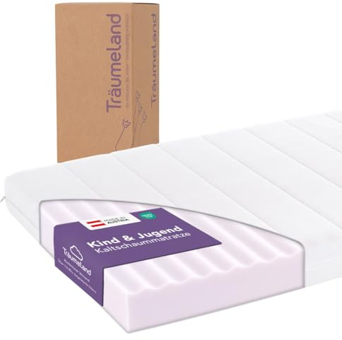 Träumeland Kindermatratze 90x200 cm | Duo Sleep Basic Jugendmatratze - Optimale Härtegrad H1/H2- Oeko-TEX Zertifiziert & allergikerfreundlich Dank waschbarem Bezug (90 x 200 x 12 cm hoch)