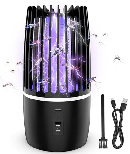 Lampada Antizanzare Elettrica UV 365nm, Ammazza Zanzare Elettrico 4000mAh, Zanzariera Elettrica da Interno ed Esterno, Lampada Antizanzare da Esterno e Interno, Anti Zanzare Silenzioso