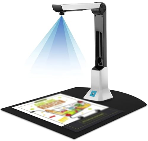 Scanner portatile per documenti HD, A2, scanner per libri in testa per A4 A3, esportazione PDF e correzione automatica, per ufficio, biblioteca, aula banca